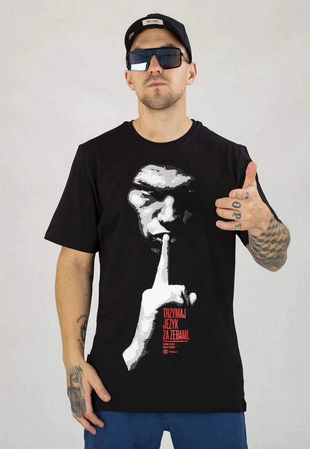 T-shirt Ciemna Strefa Trzymaj Język Za Zębami czarny