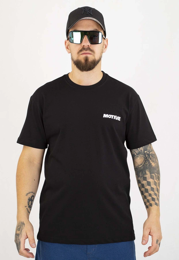 T-shirt Motive Yourself Back Yellow Blue Logo czarny