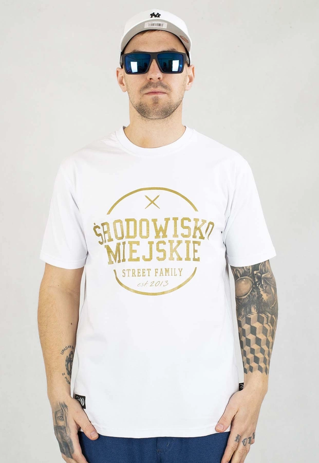 T-shirt Środowisko Miejskie Theme biało złoty