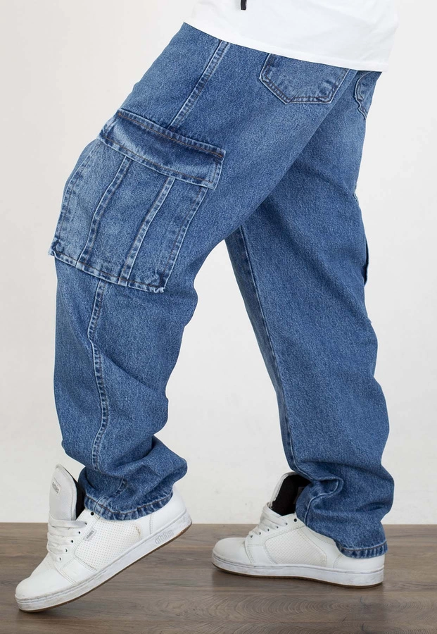 Spodnie I8 Denim BAG104 Baggy Cargo medium blue