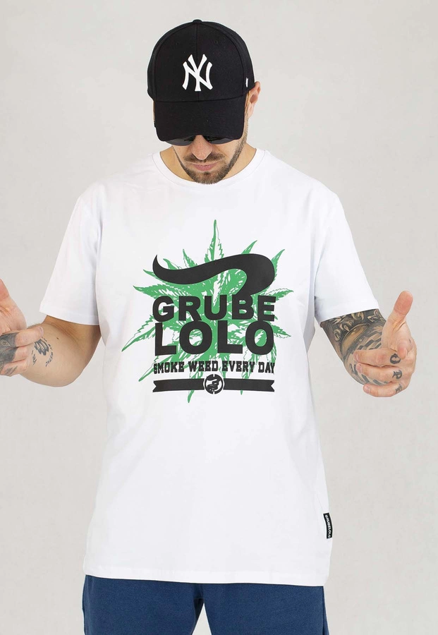 T-shirt Grube Lolo Weed biały