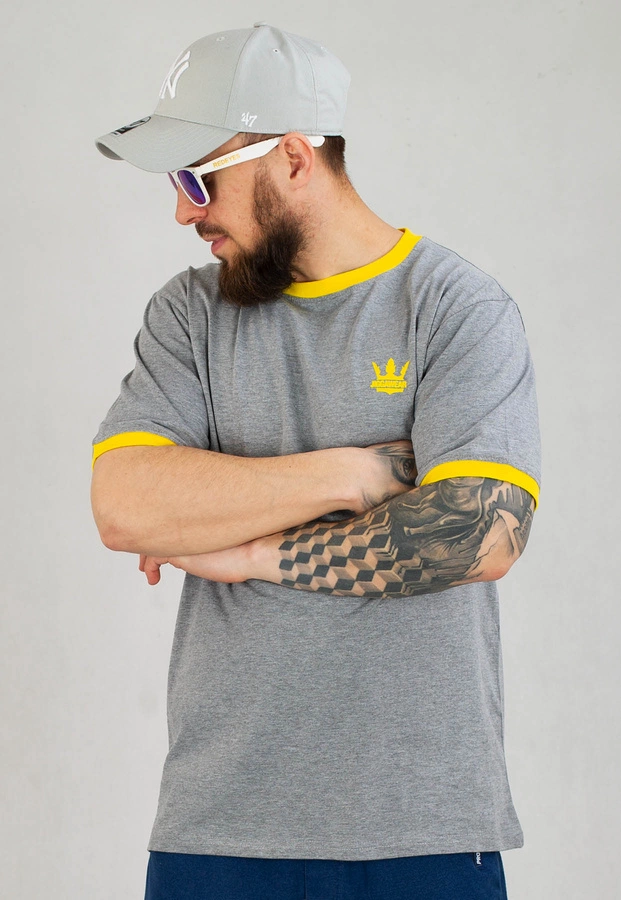 T-shirt Jigga Wear Contrast Tee szaro żółty