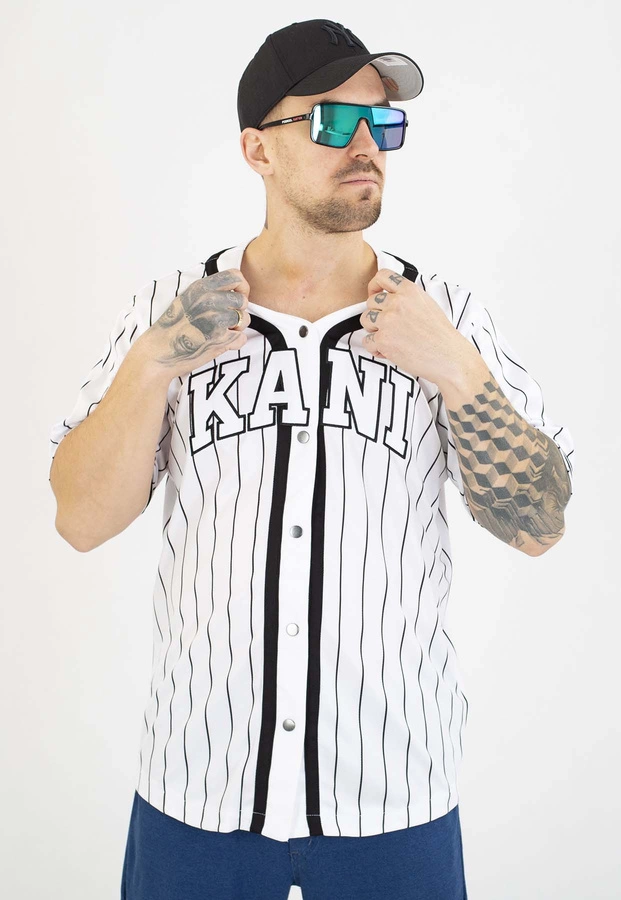 T-shirt Karl Kani Serif Pinstripe Baseball 6033361 biało czarny