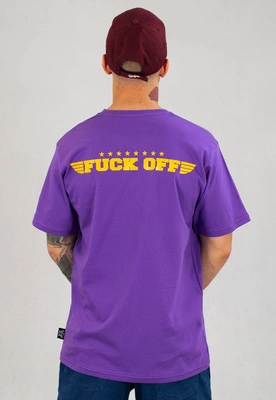 T-shirt Red Eyes Fuck Off fioletowo złoty