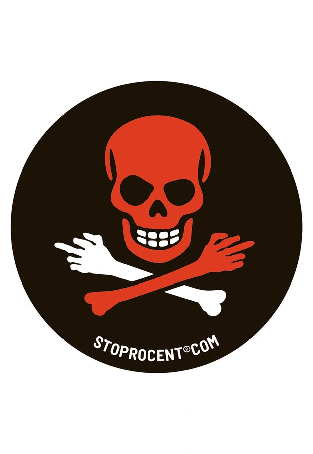 Wlepa Stoprocent New Skull czarno czerwona