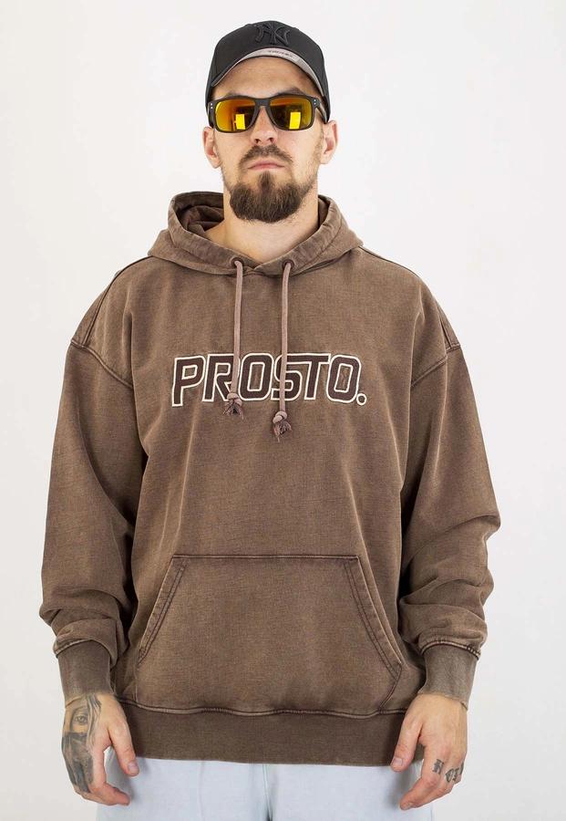 Bluza Prosto Z kapturem Checked ciemno brązowa