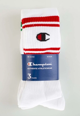 Skiety Champion U20081 3-pak białe czerwone zielone niebieskie paski