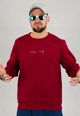 Bluza Ganja Mafia Bez Kaptura Podpis Mini Gold bordowy