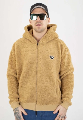 Bluza Jigga Wear Z Kapturem Teddy Simple Crown Oversize Zip mink