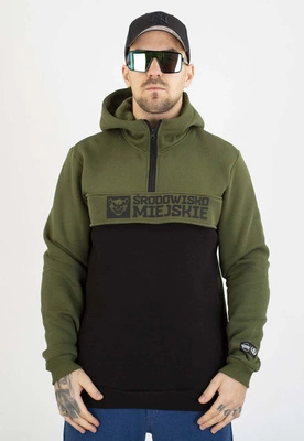 Bluza Środowisko Miejskie Z Kapturem Essential Bear khaki czarna