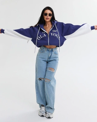 Bluza Olavoga Z Kapturem Zip Ashen Sky granatowa