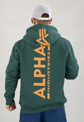 Bluza Alpha Industries ZIP Z Kapturem Back Print 128342 zielona