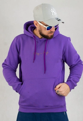Bluza Ganja Mafia Z Kapturem Podpis Mini Gold fioletowa