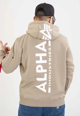 Bluza Alpha Industries ZIP Z Kapturem Back Print 128342 beżowa
