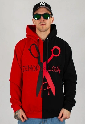 Bluza Demonologia Z Kapturem Nożyczki Two Tone czarno czerwona