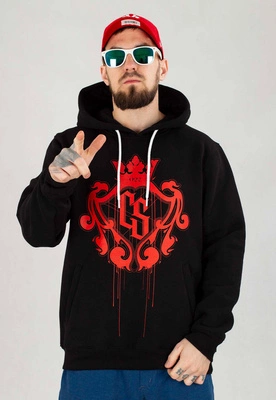 Bluza Ciemna Strefa Z Kapturem Duży Herb czarno czerwona