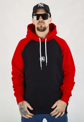 Bluza Diil Z Kapturem Reglan czarno czerwona