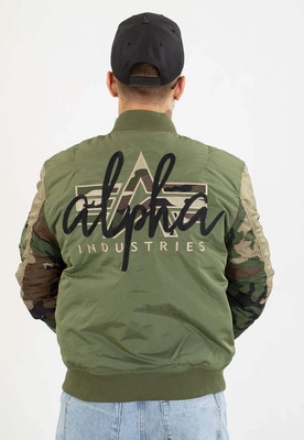 Kurtka Alpha Industries MA-1 Camo Back Embroidery 258120 zielona