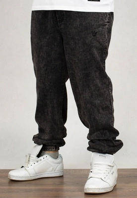 Dresy Jigga Wear Mini Haft Logo Jeans Jogger black washed
