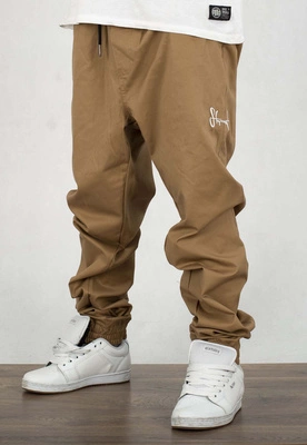 Spodnie Stoprocent Joggery Classic White Tag Haftbark brązowe