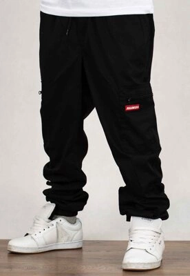 Spodnie Jigga Wear Stripe Zip Cargo czarno czerwone