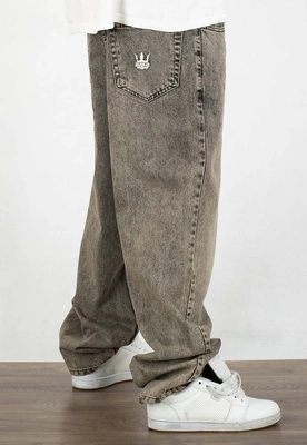 Spodnie Jigga Wear Baggy Jeans Crown szaro brązowe