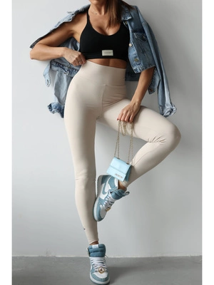 Legginsy Olavoga Larix beżowe