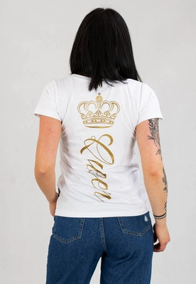 T-shirt Red Eyes Queen biało złoty