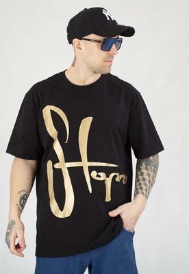 T-shirt Stoprocent Frontback Gold Tag czarny