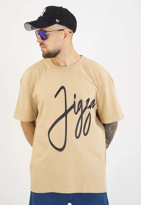 T-shirt Jigga Wear Baggy Big Tag beżowy