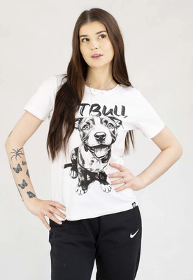 T-Shirt Pit Bull Slim Fit Puppy biały
