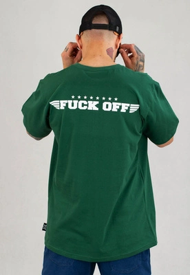 T-shirt Red Eyes Fuck Off zielono biały