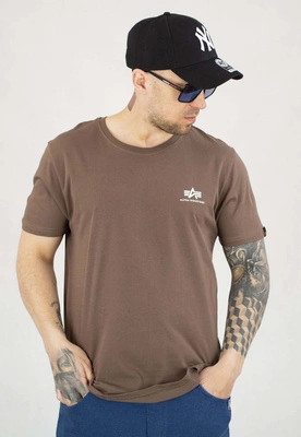 T-shirt Alpha Industries Basic Small Logo 188505 brązowy
