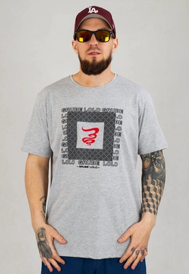 T-shirt Grube Lolo Kwadrat Fonts szary