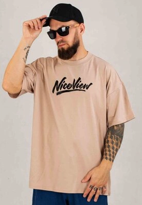 T-shirt Nice View Brand Sharp beżowy