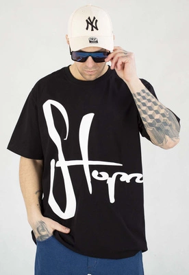 T-shirt Stoprocent Frontback White Tag czarny