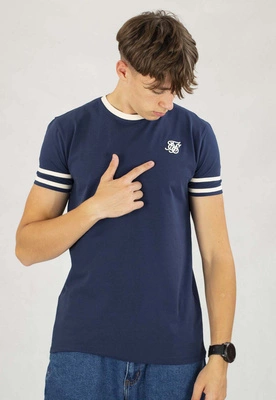 T-shirt SikSilk Tournament SS-26756 granatowy