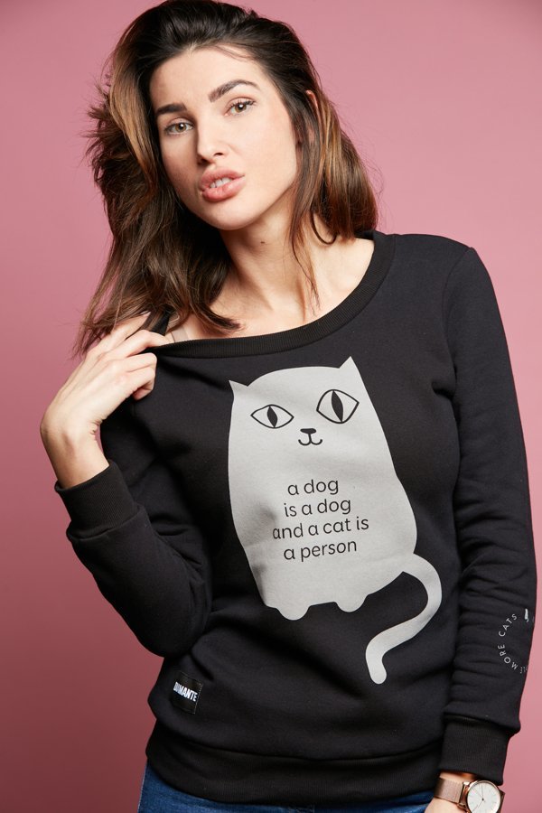 Bluza Diamante Wear Less People More Cats czarna