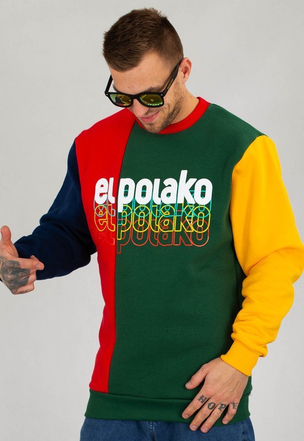 Bluza El Polako Rainbow Colors zielono czerwona