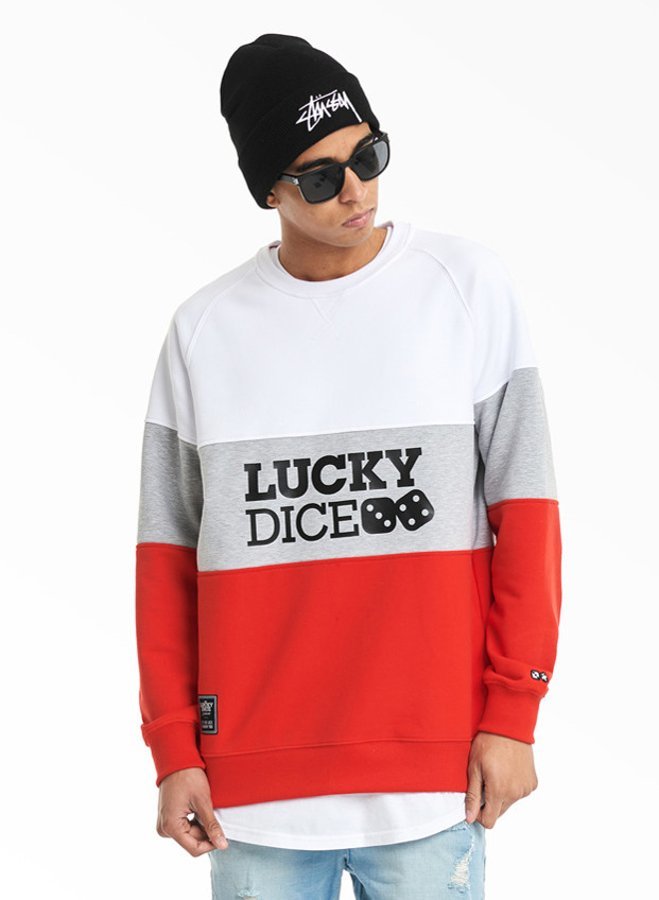 Bluza Lucky Dice 3 Colors Crewneck czerwono biała