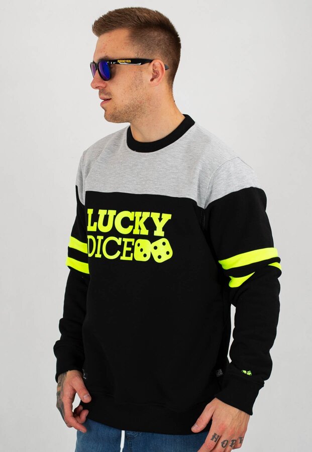 Bluza Lucky Dice College LD czarno neonowa