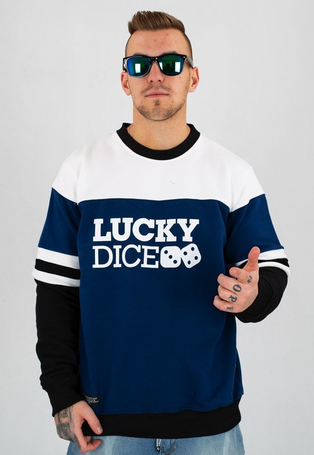 Bluza Lucky Dice Crewneck College niebiesko biała