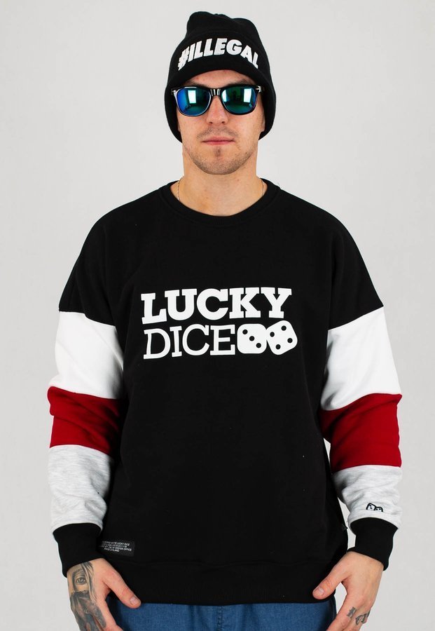 Bluza Lucky Dice Cut Sleeve czarno czerwono biała