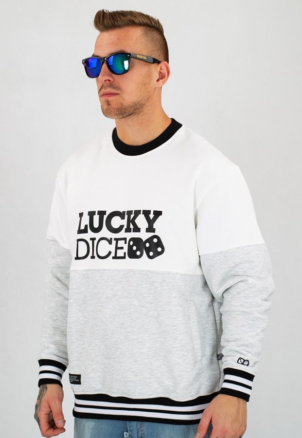 Bluza Lucky Dice Cut biało szara