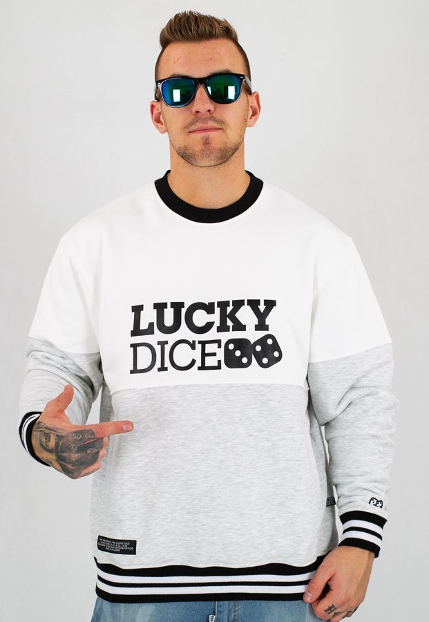 Bluza Lucky Dice Cut biało szara
