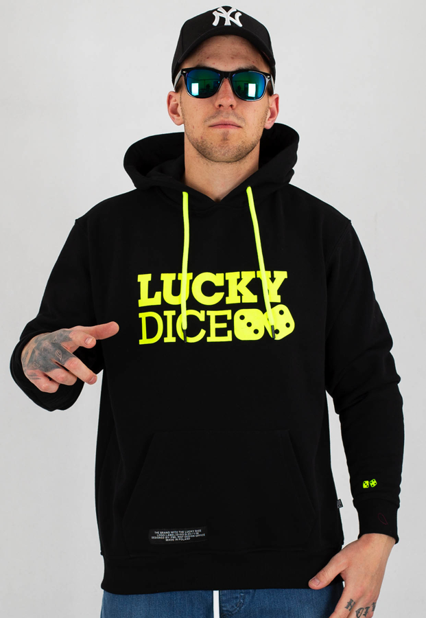 Bluza Lucky Dice Logo czarno neonowa