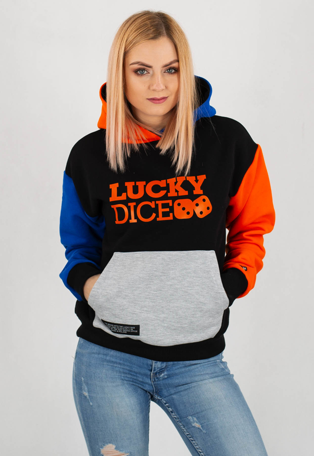 Bluza Lucky Dice Multicolour czarno niebiesko pomarańczowa