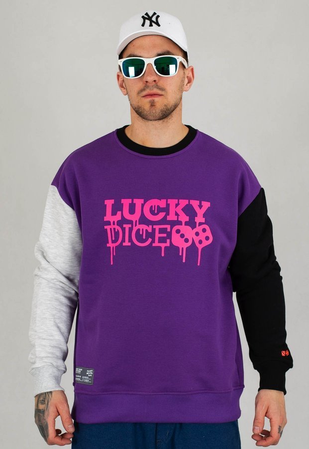Bluza Lucky Dice Painted Logo fioletowo czarno szara