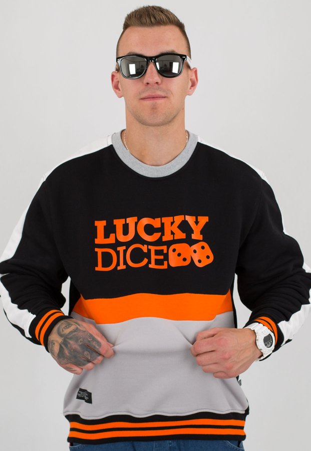 Bluza Lucky Dice Stripes Cut czarno pomarańczowa