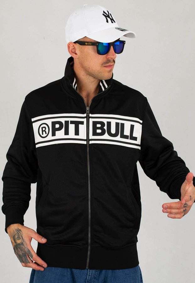 Bluza Pit Bull Oldschool Zip Chest Logo czarno biała